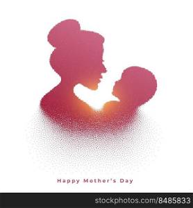 mothers day mom and child care illustration in particle style