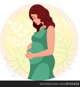 Mothers day pregnant girl hugs her belly Vector Image