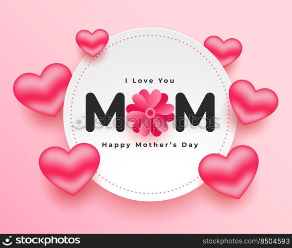 mothers day realistic hearts card design