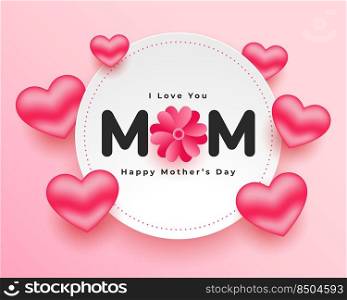 mothers day realistic hearts card design