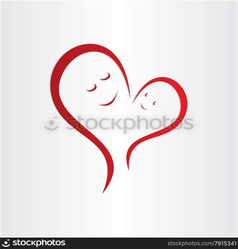 mothers love icon mother and baby heart shape connection