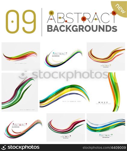 Motion concept abstract background set. Motion concept abstract background set. Infinity space templates with sample text. Business card and identity design elements