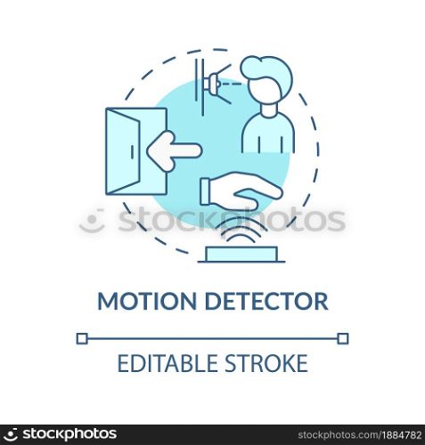 Motion detector blue concept icon. Security system device abstract idea thin line illustration. Motion sensor and alert. Protection equipment. Vector isolated outline color drawing. Editable stroke. Motion detector blue concept icon