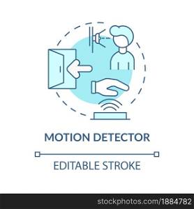 Motion detector blue concept icon. Security system device abstract idea thin line illustration. Motion sensor and alert. Protection equipment. Vector isolated outline color drawing. Editable stroke. Motion detector blue concept icon