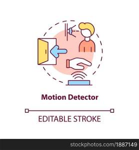 Motion detector concept icon. Security system device abstract idea thin line illustration. Motion sensor and alert. Protection equipment. Vector isolated outline color drawing. Editable stroke. Motion detector concept icon