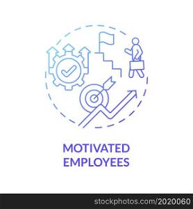 Motivated employees blue gradient concept icon. Internal growth abstract idea thin line illustration. Workers involved in company growth process. Vector isolated outline color drawing. Motivated employees blue gradient concept icon