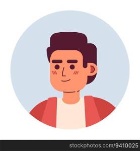Motivated young asian man semi flat vector character head. Optimistic brunette. Editable cartoon avatar icon. Face emotion. Colorful spot illustration for web graphic design, animation. Motivated young asian man semi flat vector character head