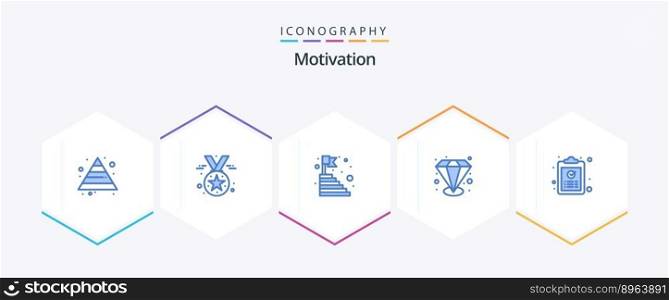 Motivation 25 Blue icon pack including ok. clipboard. top. value able. premium
