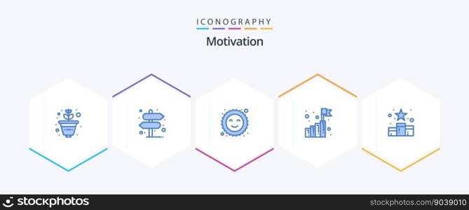 Motivation 25 Blue icon pack including reward. position. happiness. media. startup