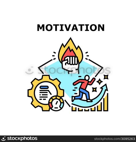 Motivation Goal Vector Icon Concept. Motivation Goal For Earning Money And Increasing Sales, Manager Or Businessman Motivate For Successful Achievement And Financial Wealth Color Illustration. Motivation Goal Vector Concept Color Illustration
