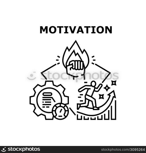 Motivation Goal Vector Icon Concept. Motivation Goal For Earning Money And Increasing Sales, Manager Or Businessman Motivate For Successful Achievement And Financial Wealth Black Illustration. Motivation Goal Vector Concept Black Illustration