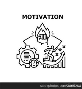 Motivation Goal Vector Icon Concept. Motivation Goal For Earning Money And Increasing Sales, Manager Or Businessman Motivate For Successful Achievement And Financial Wealth Black Illustration. Motivation Goal Vector Concept Black Illustration