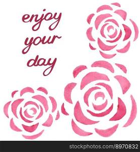 Motivational card with watercolor roses vector image