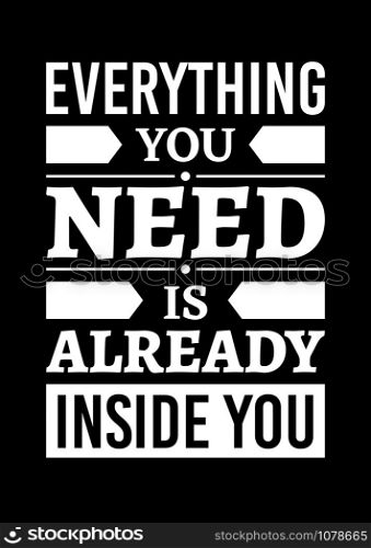 Motivational poster. Everything You Need is Already Inside You. Home decor for good self-esteem. Print design.