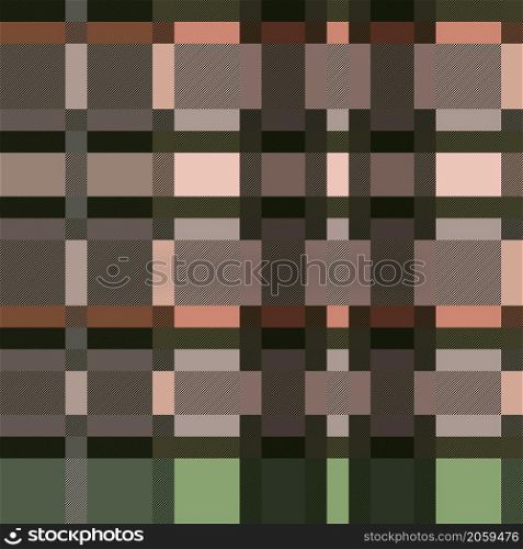 Motley seamless rectangular vector pattern as a tartan plaid khaki, beige and brown hues with diagonal lines, texture for flannel shirt, plaid, tablecloths and other textile