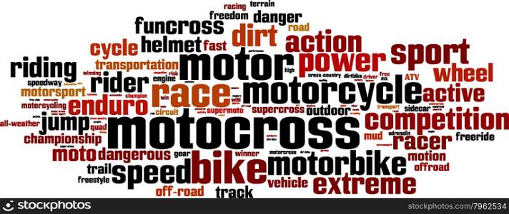 Motocross word cloud concept. Vector illustration