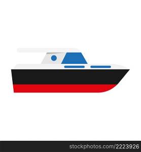 Motor boat icon, fishing on a ship. Flat design style