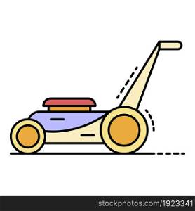 Motor grass cutter icon. Outline motor grass cutter vector icon color flat isolated on white. Motor grass cutter icon color outline vector