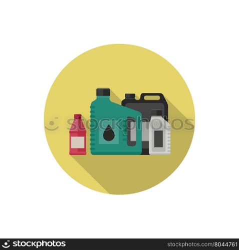 Motor oils icon in flat style. Vector simple illustration of different canisters with engine oil.