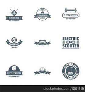Motor scooter logo set. Simple set of 9 motor scooter vector logo for web isolated on white background. Motor scooter logo set, simple style