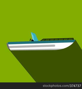 Motor speed boat icon. Flat illustration of boat vector icon for web design. Motor speed boat icon, flat style