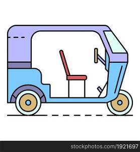 Motor tricycle icon. Outline motor tricycle vector icon color flat isolated on white. Motor tricycle icon color outline vector