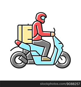 motorbike courier color icon vector. motorbike courier sign. isolated symbol illustration. motorbike courier color icon vector illustration