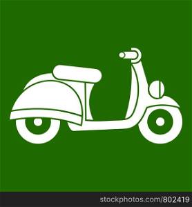 Motorbike icon white isolated on green background. Vector illustration. Motorbike icon green