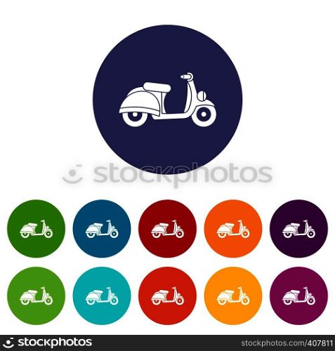 Motorbike set icons in different colors isolated on white background. Motorbike set icons