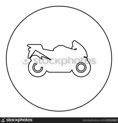 Motorbike silhouette motorcycle sport bike icon in circle round black color vector illustration image outline contour line thin style simple. Motorbike silhouette motorcycle sport bike icon in circle round black color vector illustration image outline contour line thin style