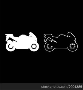 Motorbike silhouette motorcycle sport bike icon white color vector illustration flat style simple image set. Motorbike silhouette motorcycle sport bike icon white color vector illustration flat style image set