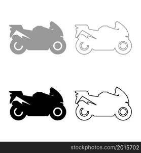 Motorbike silhouette motorcycle sport bike set icon grey black color vector illustration image simple flat style solid fill outline contour line thin. Motorbike silhouette motorcycle sport bike set icon grey black color vector illustration image flat style solid fill outline contour line thin