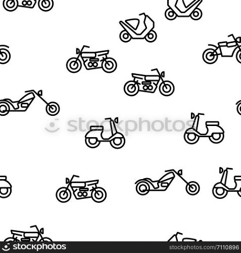 Motorbike Speed Seamless Pattern Vector. Contour Illustration. Motorbike Seamless Pattern Vector