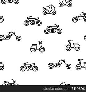 Motorbike Speed Seamless Pattern Vector. Contour Illustration. Motorbike Seamless Pattern Vector