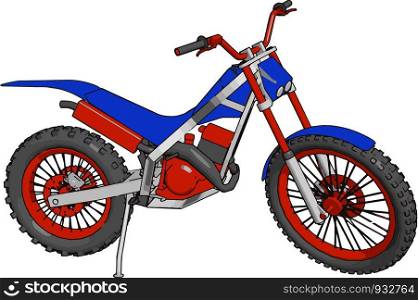Motorbike used for sports is optimized for speed acceleration braking and concerning on paved roads vector color drawing or illustration