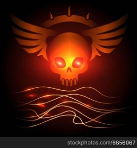 Motorbikers skull poster with shining elements. Motorbikers skull poster design with shining elements, vector illustration