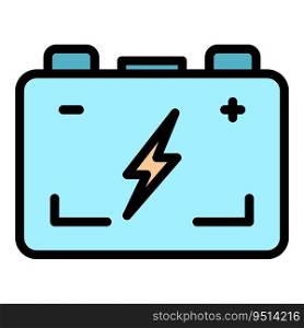 Motorcycle battery icon outline vector. Motor part. Bike engine color flat. Motorcycle battery icon vector flat