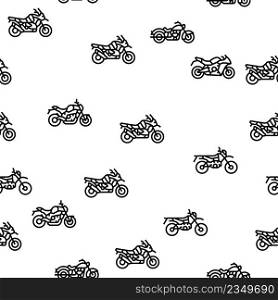 Motorcycle Bike Transport Types Vector Seamless Pattern Thin Line Illustration. Motorcycle Bike Transport Types Vector Seamless Pattern