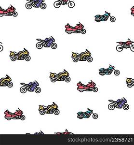 Motorcycle Bike Transport Types Vector Seamless Pattern Thin Line Illustration. Motorcycle Bike Transport Types Vector Seamless Pattern