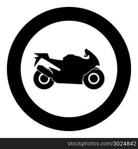 Motorcycle black icon in circle vector illustration isolated flat style .