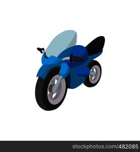 Motorcycle blue cartoon icon on a white background . Motorcycle blue cartoon icon