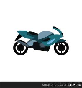 Motorcycle blue flat icon isolated on white background. Motorcycle blue flat icon