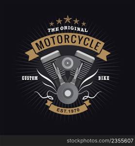 Motorcycle engine logo banner typography vintage vector
