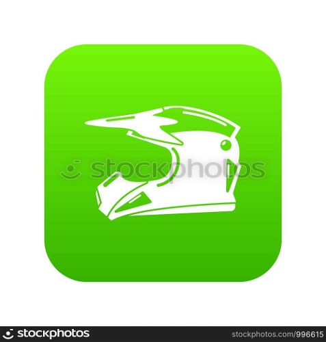 Motorcycle helmet icon green vector isolated on white background. Motorcycle helmet icon green vector