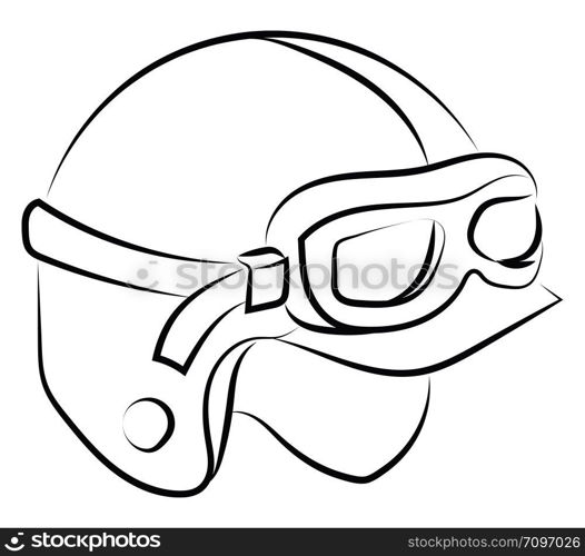 Motorcycle helmet sketch, illustration, vector on white background.
