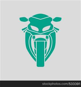 Motorcycle Icon Front View. Green on Gray Background. Vector Illustration.