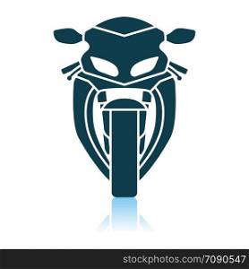 Motorcycle Icon Front View. Shadow Reflection Design. Vector Illustration.