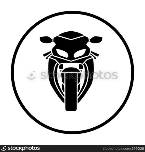 Motorcycle icon front view. Thin Circle Stencil Design. Vector Illustration.
