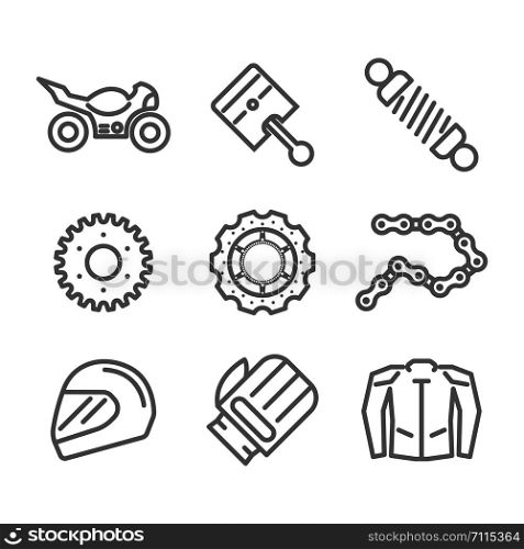 Motorcycle icon set, vector illustration