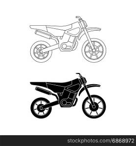Motorcycle line icons.. Motorcycles line icons. Vector thin illustration of enduro cross bike.